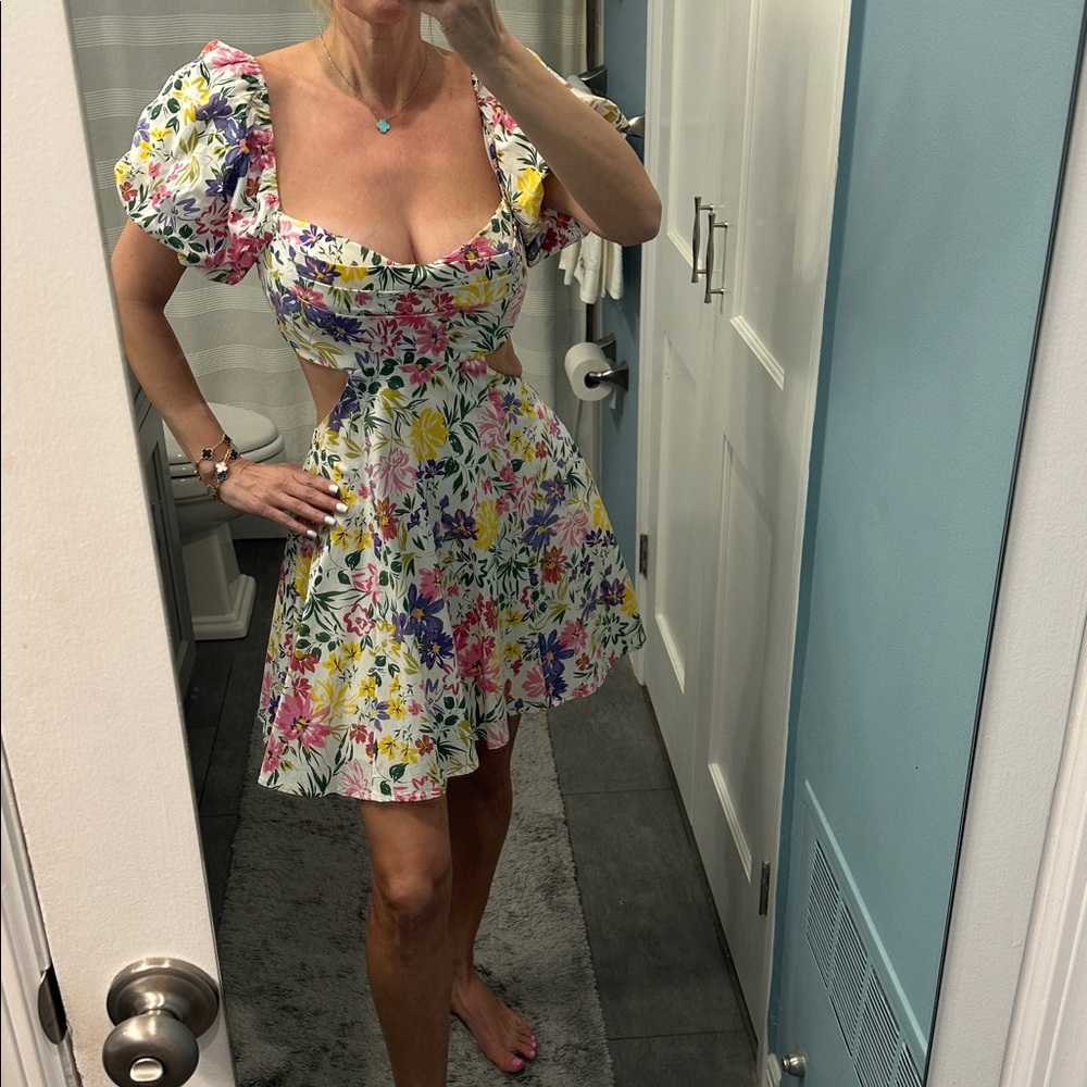 NEW-ASTR the Label Pink & Yellow Multi Floral dress